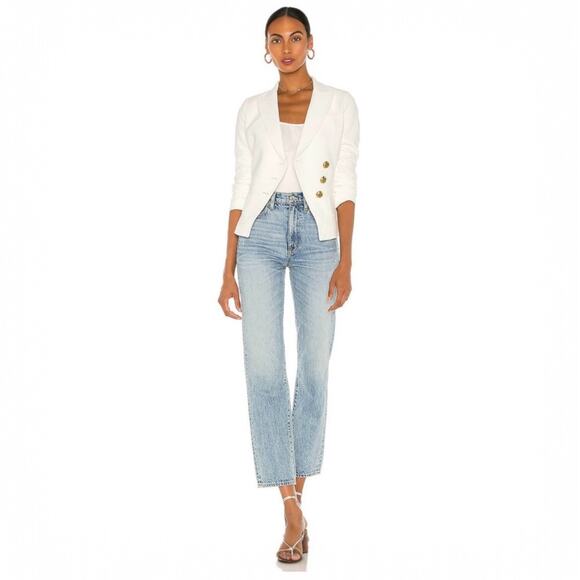 Smythe Wrap Asymmetrical Single Breasted Blazer Cream Ivory White Jacket Size 12 - Picture 11 of 11